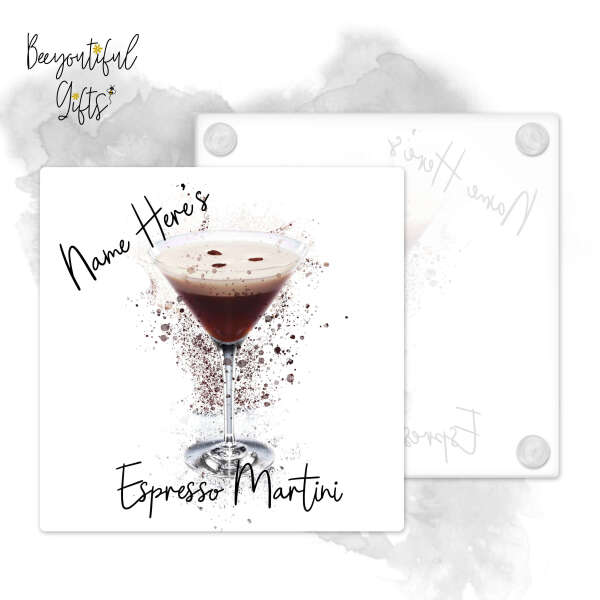 Personalised Espresso Martini Glass Coaster with Splash Effect