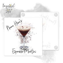 Personalised Espresso Martini Glass Coaster with Splash Effect