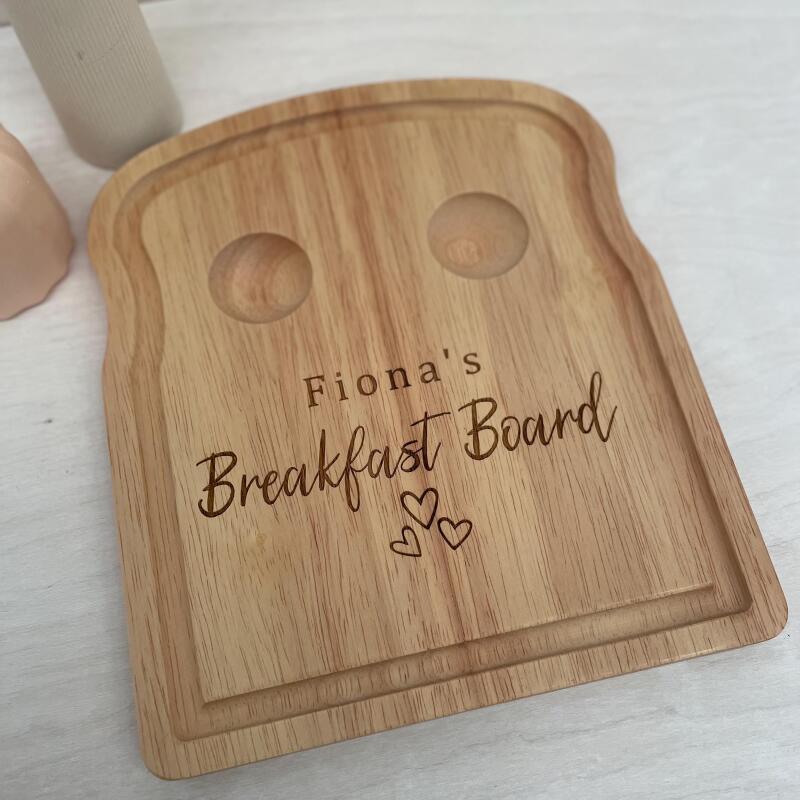 Personalised Dippy Egg Breakfast Board / Football Themed Gifts for Kids / Personalised Egg and Toast Board / Egg Cup Tray Birthday Easter - Dippy Egg - Dinosaur