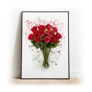 Roses Bouquet Splash Effect Art Print