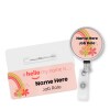Hello My Name is Badge Pink Floral Rainbow with ID Badge Reel Personalised Durable Name Badge #hello mynameis Badge Nurse Badge, Nurse Badge - Standard Name Badge - Safety Pin Standard