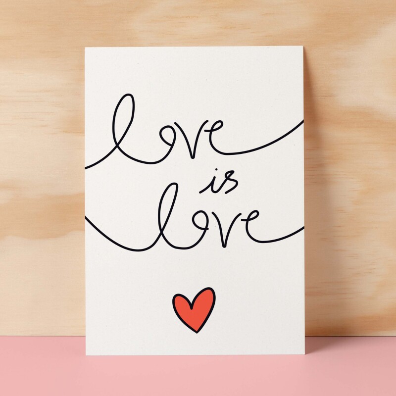 Anniversary or Valentine's Card for Her Anniversary Card for Wife Valentines Day Card For Husband Boyfriend or Girlfriend Love is Love - Large (5x7) / Blank Message