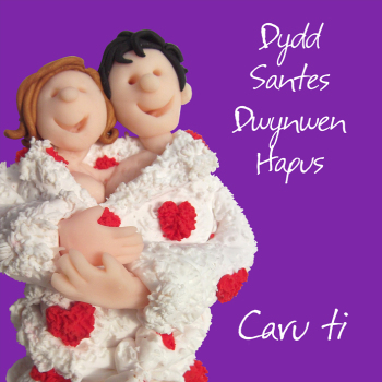 Caru ti, Dydd Santes Dwynwen Hapus, an Erica Sturla 150mm square Welsh language Valentines card, blank inside for your message