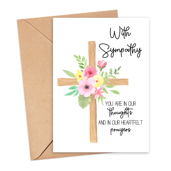 Sympathy Card - With Sympathy, Thoughts and Prayers - Small (A6)