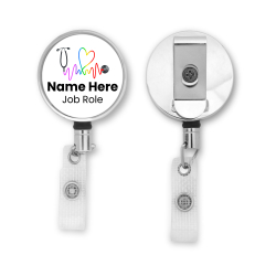 ID badge reel Personalised Metal ID Reel - Rainbow Stethoscope