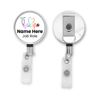 ID badge reel Personalised Metal ID Reel - Rainbow Stethoscope