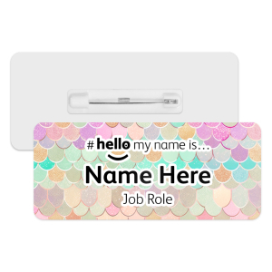 Name Badge - Pastel Mermaid Scales Hello My Name is... - Design 1