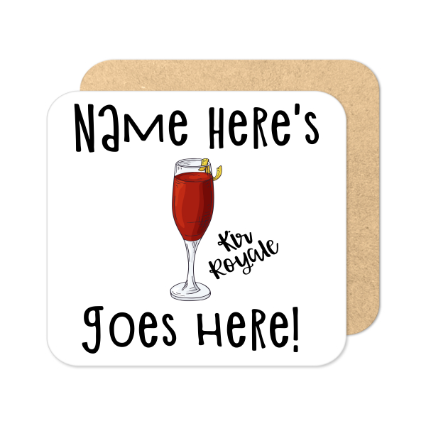 Personalised Cocktail Coaster - Hand Drawn Kir Royale