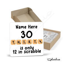 Personalised 30th Birthday Coaster - Thirty Scrabble Inspired