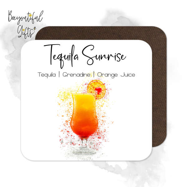 Cocktail Ingredient Coaster - Tequila Sunrise