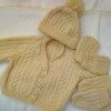 Unisex Hand Knitted Cabled Cardigan Set, 4 Piece Cardigan Set - Premature 1 - Chest 10 ins  - £10.00