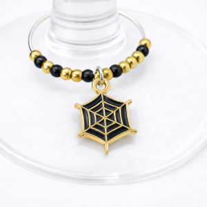 Handmade Wine Glass Charm - Enamel Spider's Web