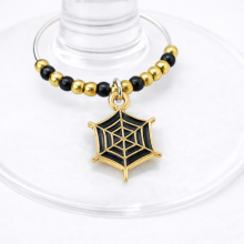 Handmade Wine Glass Charm - Enamel Spider's Web