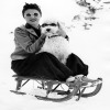 Woman with White Poodle - a 17.5 x 12.5cm Christmas Card from Holy Mackerel's Alternative Image Range of Festive Designs.