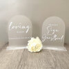 Arched Acrylic Wedding Signs/ Table Decorative Signs / Table Decor / Modern Calligraphy / Table Decorations / Personalised / Rustic Wedding - Guestbook - A5 CLEAR NO STAND