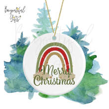 Ceramic Christmas Tree Decoration - Merry Christmas Rainbow