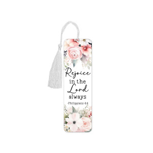 Religious Aluminium Bookmark with Tassel - Rejoice In The Lord