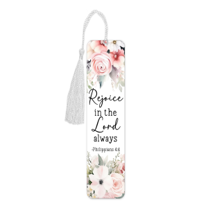 Religious Aluminium Bookmark with Tassel - Rejoice In The Lord