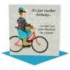 Don't get your bloomers in a twist! cyclist themed birthday card - designed by Erica Sturla - 15cm square and blank inside, made in the UK