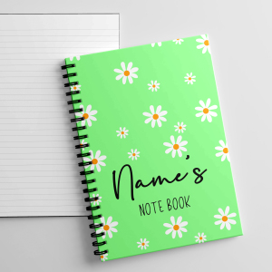Personalised A5 Notebook - Daisy Background - Lime