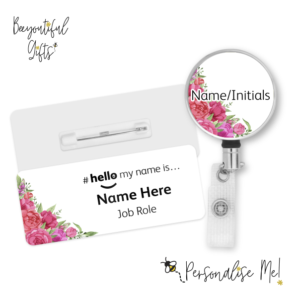 #hello my name is... Name Badge & Metal ID Reel - Peony Corner