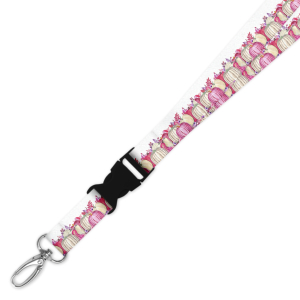 Double Breakaway Lanyard - Pink Pumpkin Border