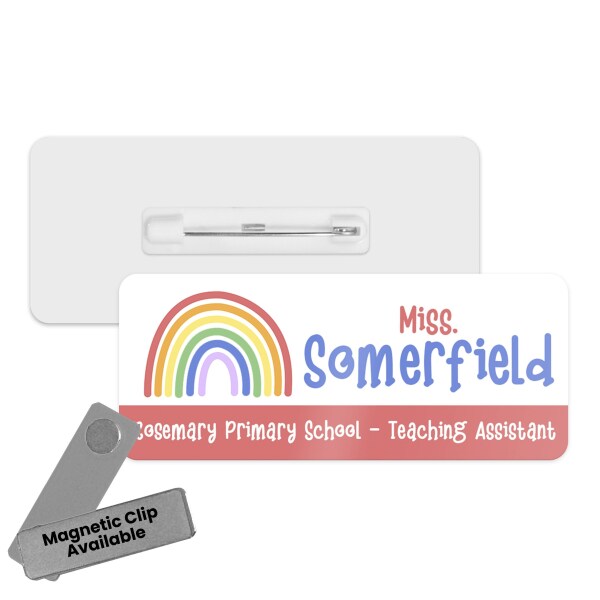 #hello my name is... Name Badge - Pastel Teacher Rainbow