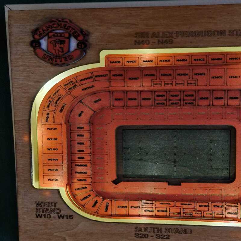 Manchester United Layered LED Clock – Personalised with Engraving