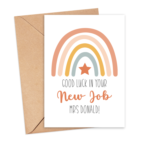 Personalised New Job Card - Good Luck In Your New Job Rainbow - Small (A6)