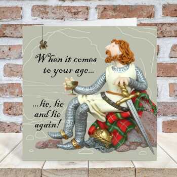 Robert The Bruce themed birthday card - designed by Erica Sturla - 15cm square and blank inside, made in the UK