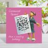 Crossword birthday card for her - designed by Erica Sturla & featuring an image of a female puzzler -  15cm square