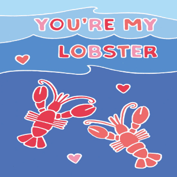 Holy Mackerel You're my lobster romantic card - comes with a gorgeous decorated envelope - 12 x 17cm and blank inside