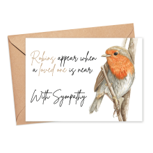 Sympathy Card - Robins Appear When A Loved One Is Near - Small (Approx. A6 | 105mm x 148mm | 4.1in x 5.8in) - Standard Smooth Card