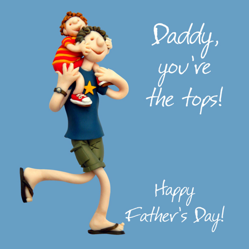 Holy Mackerel top daddy Father's Day card from a child to their dad - designed by artist Erica Sturla - 15cm square and blank inside for your message