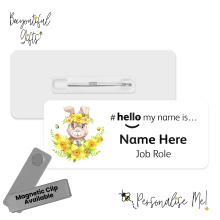 #hello my name is... Name Badge - Floral Easter Bunny