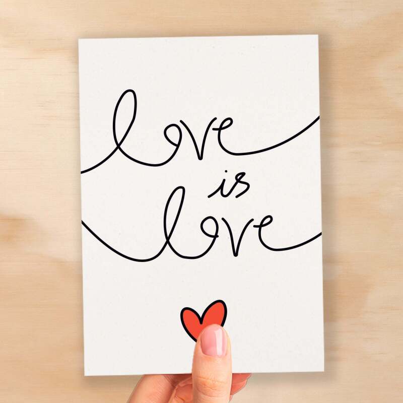 Anniversary or Valentine's Card for Her Anniversary Card for Wife Valentines Day Card For Husband Boyfriend or Girlfriend Love is Love - Large (5x7) / Blank Message