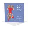 21st birthday card for him - designed by Erica Sturla - 15cm square and blank inside, made in the UK
