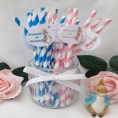 6 Personalised Flopsy Bunny Straws,ANY AGE Flopsy Birthday,Peter Rabbit Straws