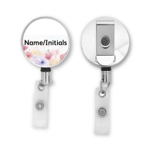 Personalised Metal ID Reel - Watercolour Floral Background