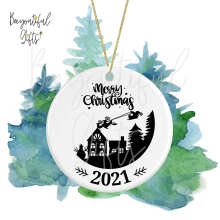 Ceramic Christmas Tree Decoration - Merry Christmas 2021 Monochrome