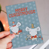 Merry Christmouse mouse, mice Christmas, Holidays, Xmas, cute, festive card for friend, mate, female, girl (Size A6/A5/A4/Square 6x6") - A6: Single card