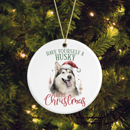 Ceramic Dog/Puppy Breed Husky Pun Christmas Tree Decoration