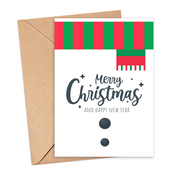 Christmas Card - Merry Christmas and Happy New Year Snowman Body - Small (A6)