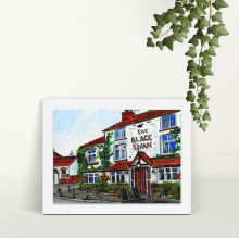 The Black Swan Hollins Green - A4 Print - Mounted