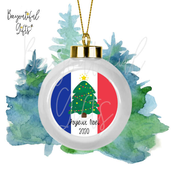 Ceramic Christmas Tree Bauble - Joyeux Noel