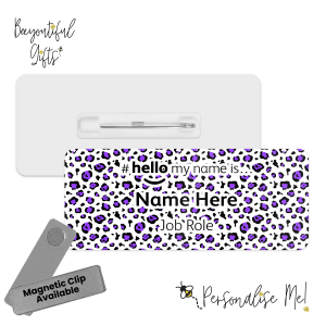 Name Badge - Neon Leopard Print Hello My Name is... - Violet