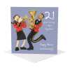 21st anniversary card (brass anniversary card) - designed by Erica Sturla - 15cm square and blank inside, made in the UK