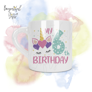 Personalised Unicorn Birthday Number Smug Mug® (6oz) - 6