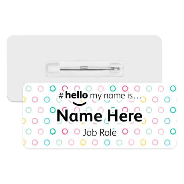 #hello my name is... Name Badge - Scribble Circles Background