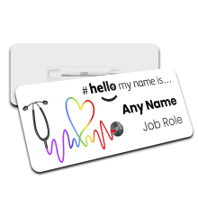 #hello my name is... Name Badge - Rainbow Stethoscope